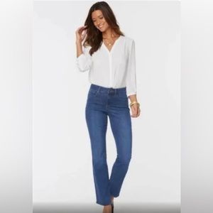 NYDJ Marilyn Straight Lift Tuck 8P Jeans Pants Dark Denim 5-Pocket Cotton Poly